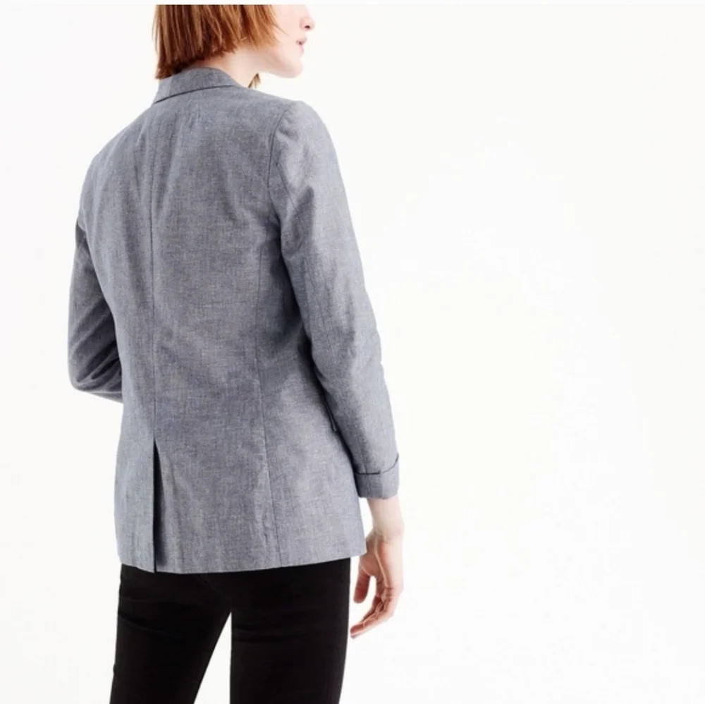J. Crew Unstructured blazer in Cotton-linen Deep Water Blue Womens Size 8 Preppy
